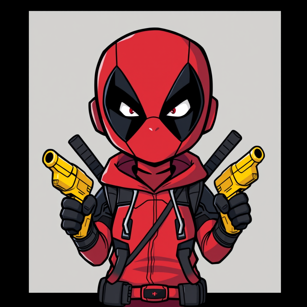 Deadpool, A Cartoonish Superhero | AI Vector Graphic